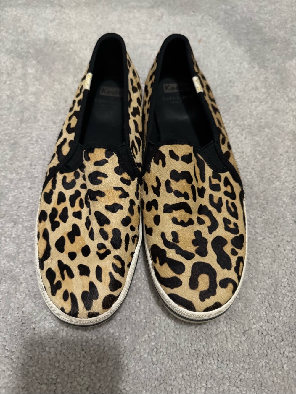 Kate Spade Keds Women's Leopard Print Slip-On Sneakers - Tan & Black